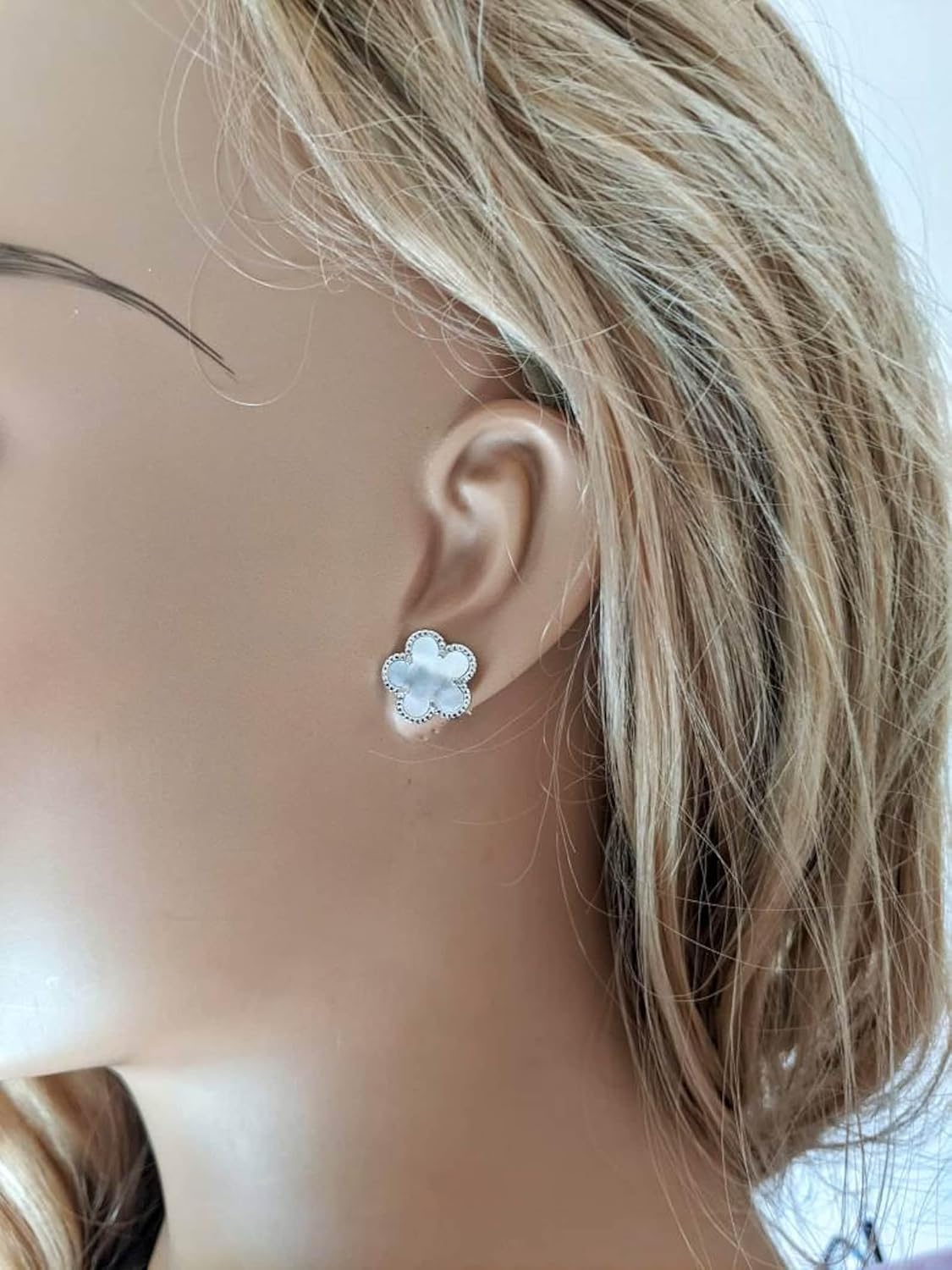 Clover Leaf Stud Earrings 925 Sterling Silver/Mother of Pearl/Solid Silver/Gift for Her/Fancy Stud Earrings