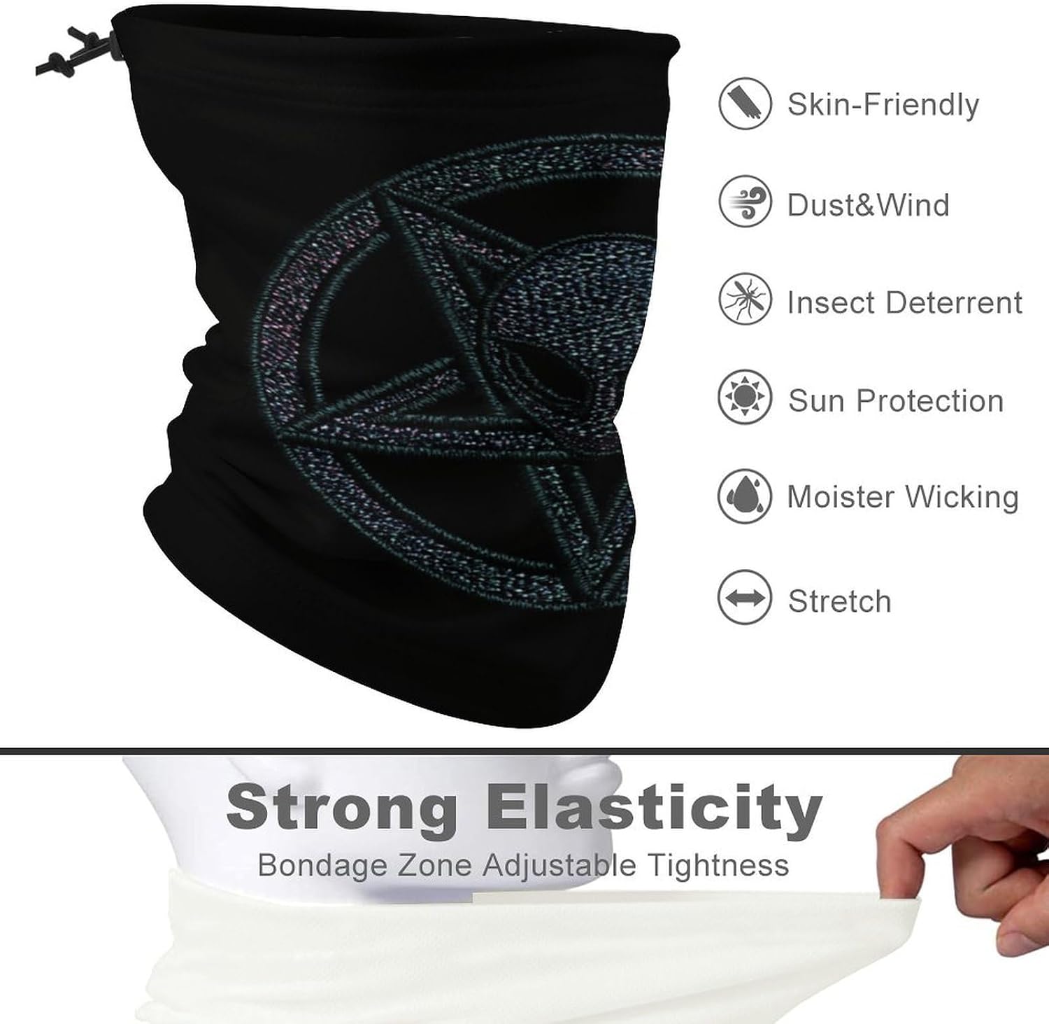 Star And Aliens Men's Neck Gaiter Face Cover, Polyester Breathable Scarf with Drawstring Toggle Adjuster