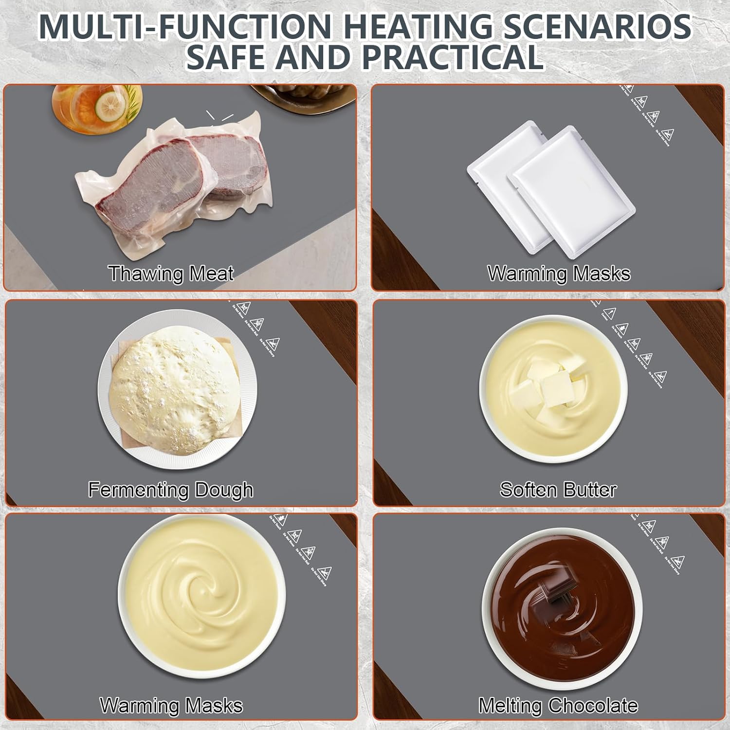 Electric Food Warming Tray with Temperature Control, Baby Food Warmer for Home Daily Use Child Lock, Office Desk Food Warming Plate for Small Family, Waterproof Easy Clean Low Power Food Warmer