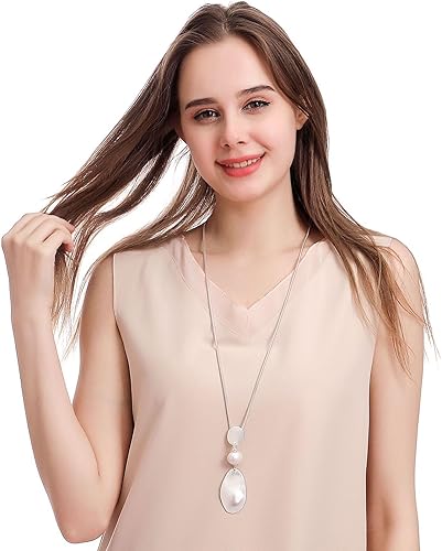 Miniatura 5 de Collar largo sólido para mujer, colgante de varias capas, collar en Y, a la moda, multicolor, mate, en forma de gota, colgante hecho a mano, collar