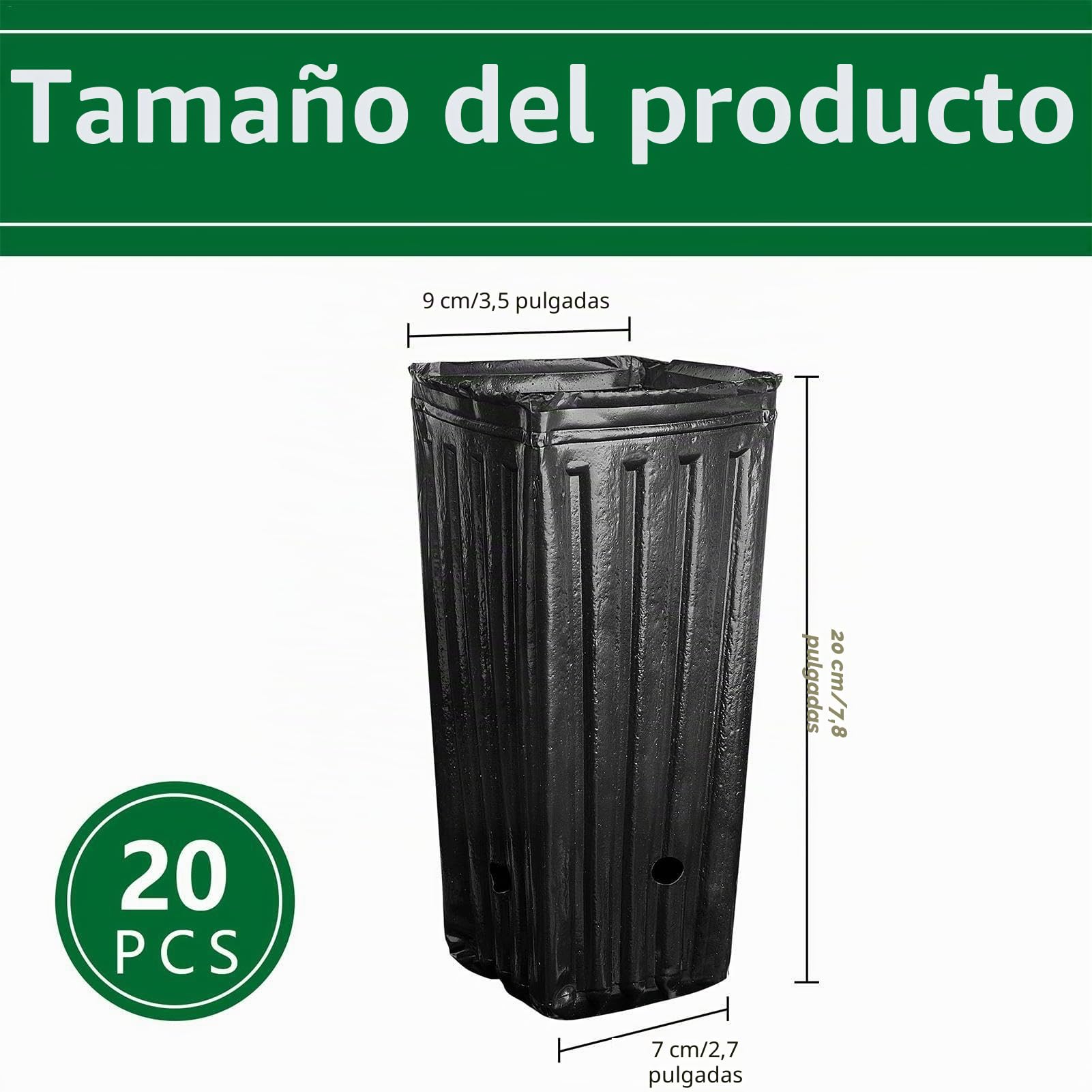 40 macetas Profundas para vivero, macetas de árbol de 20 cm de Alto, macetas Altas con Agujeros de Drenaje, macetas Profundas para Plantas de jardín de Interior y Exterior, Vegetales, Flores