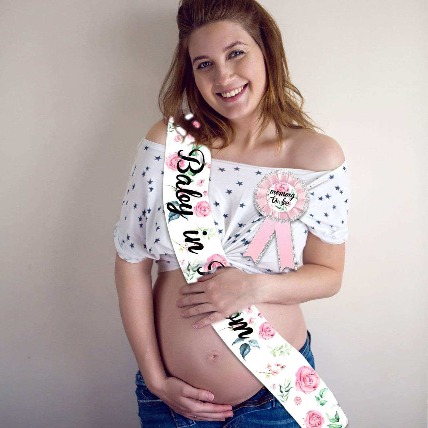 Woodland Creatures Baby Shower Sash Mom to Be & Daddy to Be Corsage Party Set Welcome Baby Decorations Woodland Animal Baby Shower Photography Gender Reveal Souvenir Supplies ( pink)