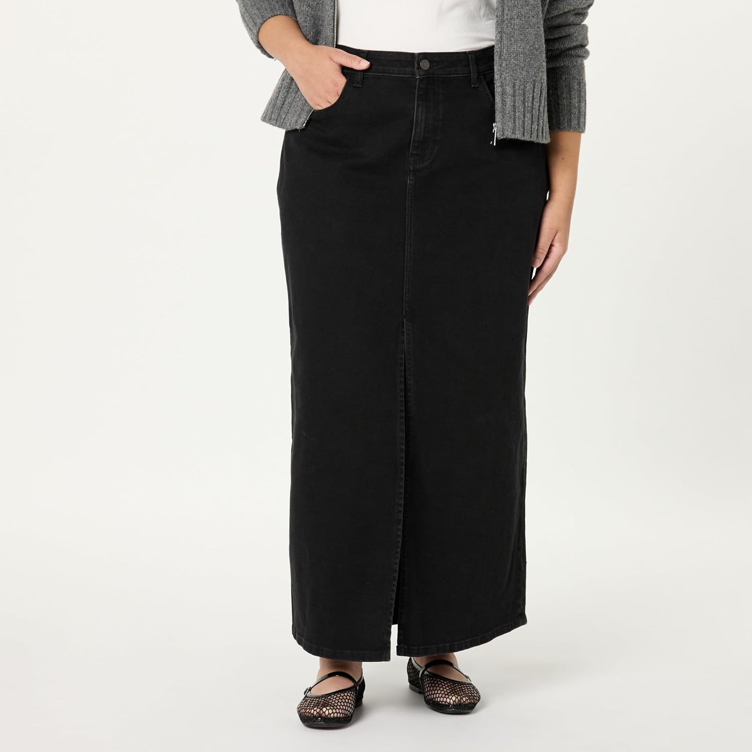 The Drop Womens Rylie Maxi Denim Skirt with Front Slit