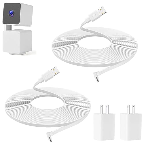 Uogw Paquete de 2 adaptadores de corriente de 33 pies y cable de extensión de alimentación compatibles con WYZE Cam Pan V3, cable USB a micro USB de
