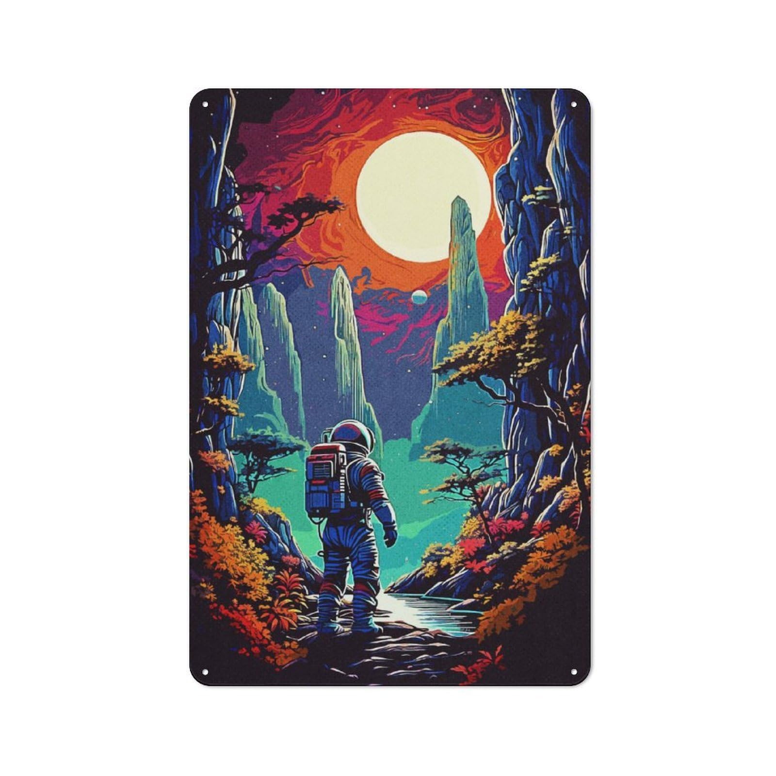 Junmoney Wild Space Forest Retro Tin Wall Plaque 30X20cm For Man Cave Or Games Room, For Games Room Collectors
