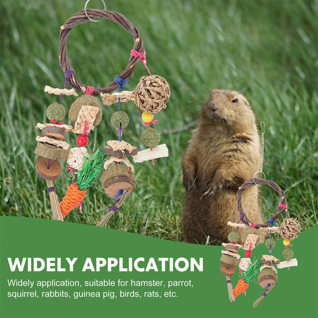 Yardwe 2 Stück Kaninchen Kauspielzeug für Kleine Haustiere Geruchsfrei zum Spielen und Zähne Schleifen Hängendes Hamsterzubehör für Kleintierkäfige