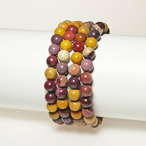 Miniatura 160 de MJDCB Natural Multicolor Volcanic Lava Stone Round Loose Stone Beads DIY for Jewelry Bracelet Making 15" (6mm, White)