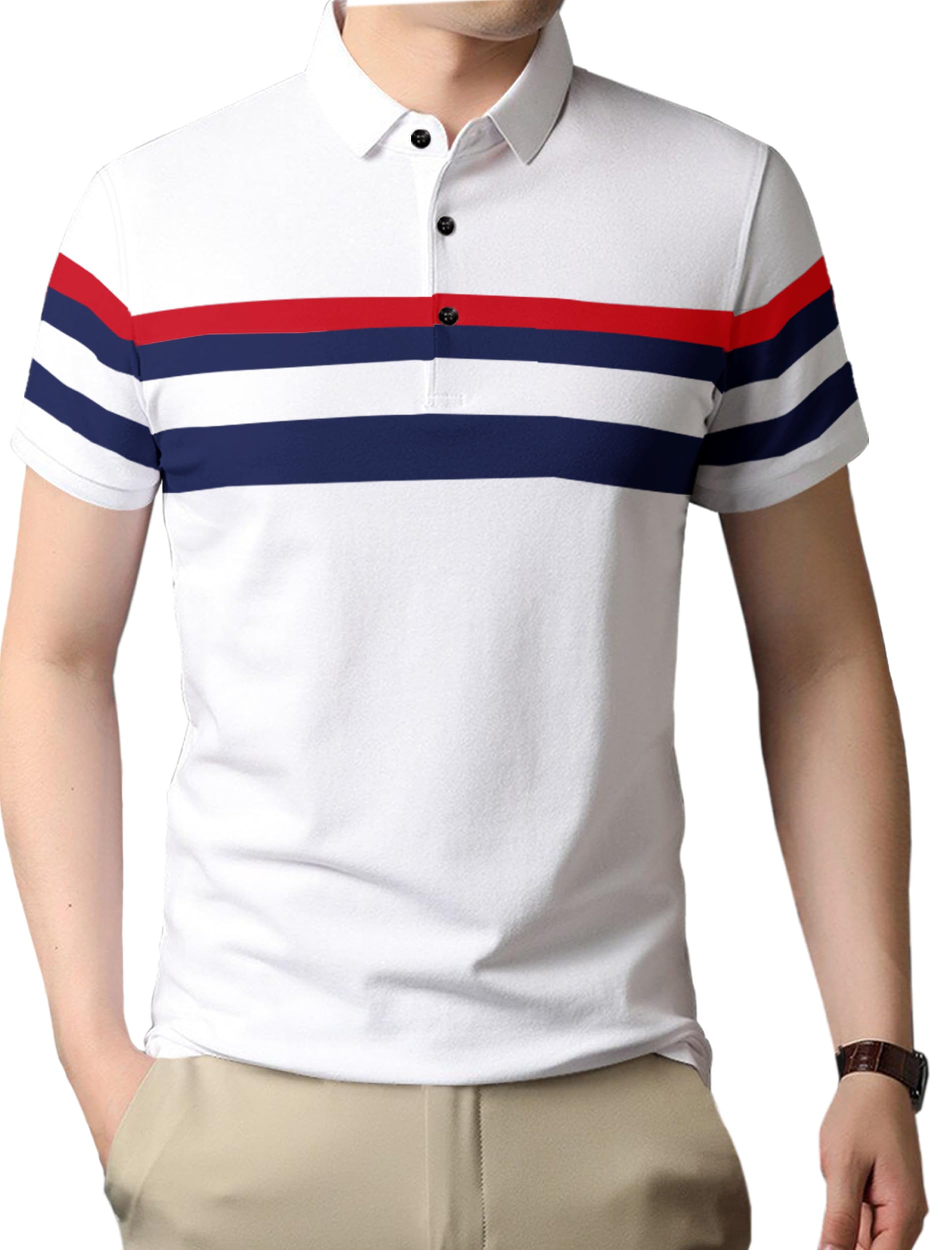 Mens Pure Cotton Loose Half Sleeve Polo T-Shirt | Collar Tshirt |Casual T-Shirt-image-4