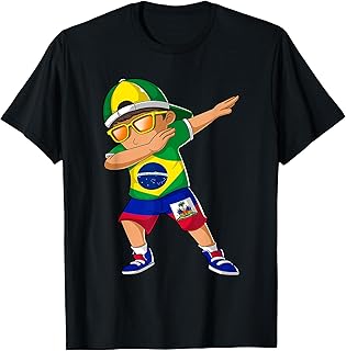 Half Brazilian Half Haitian Boy Kid Brazil Haiti Flag T-Shirt