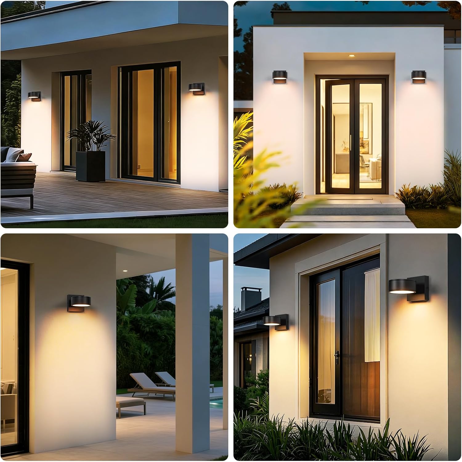 Fire Wolf Aluminum LED Outdoor Wall Light, Modern Black 3000K Outdoor Wall Sconce, Waterproof Front Door Down Light Wall Mount, Exterior Lighting Fixtures for Entrance, Hallway, Garden, Porch, Patio