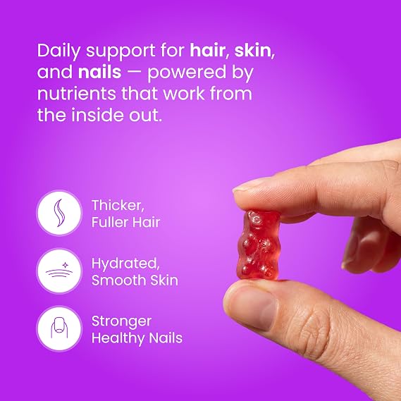 NutraChamps Biotin Gummies 10,000mcg with Collagen, Keratin & More Hair Skin and Nails Vitamins for Women & Men Support Normal Hair Growth Cycle - Enhanced with Vitamin C, D3, Zinc