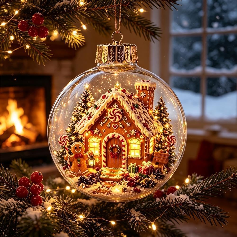 Glowing Christmas Story Ornament, LED Light Up Xmas Scene Hanging Decor