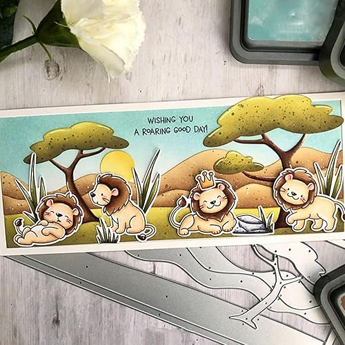 Miniatura 4 de Wild Birthday Wishes - Juego de sellos y troqueles para hacer tarjetas, sellos transparentes y troqueles de corte de metal para álbumes de recortes,