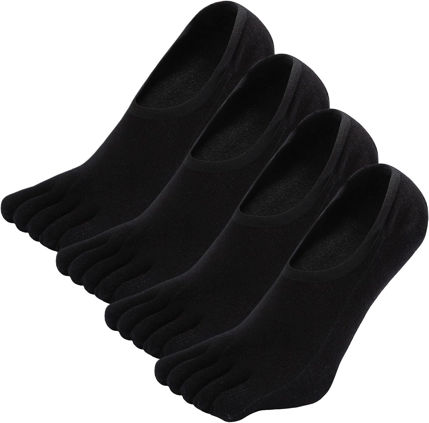 Mens No Show Cotton Socks Running Five Finger Crew Toe Socks