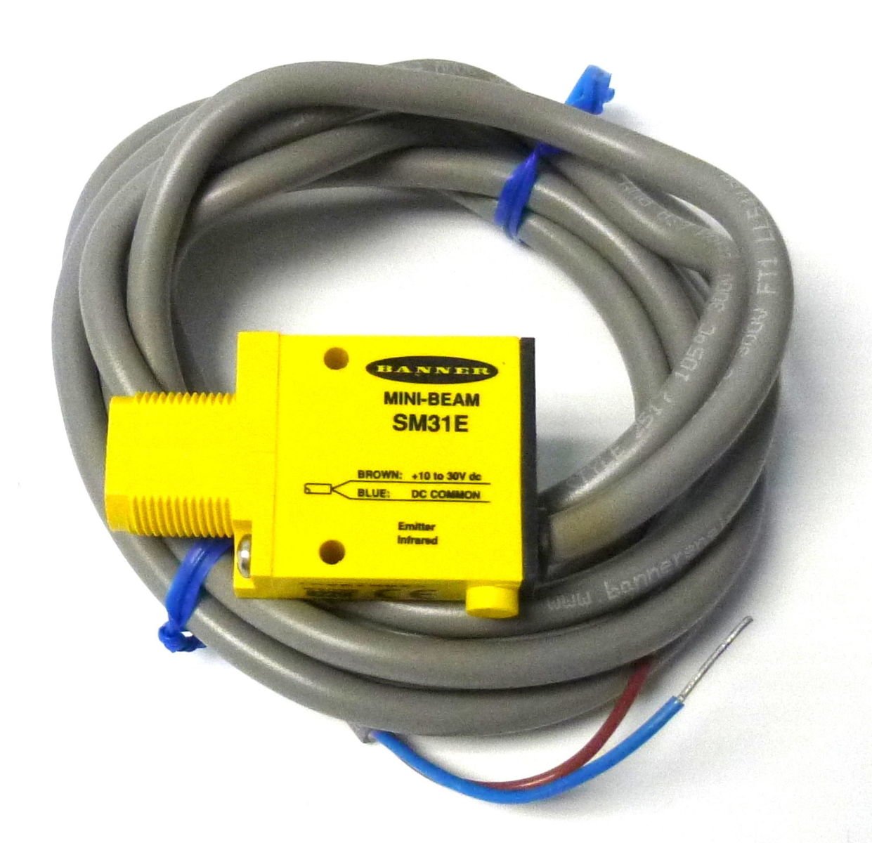 BANNER ENGINEERING SM31E 25623 - Mini-Beam: EMITTER; Range: 3 M; Input: 10-30 V DC; Output: NOT Applicable - NO OUTPUTS; 2 M (6.5 FT) Cable