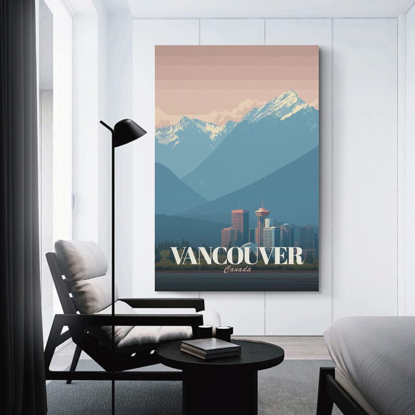 Junmoney Vancouver Canada Cityscape Travel Room Decor Wall Art, 24x36inch(60x90cm), for Office, Study Or Home Workspace, A Smart Decor Choice for Study Walls