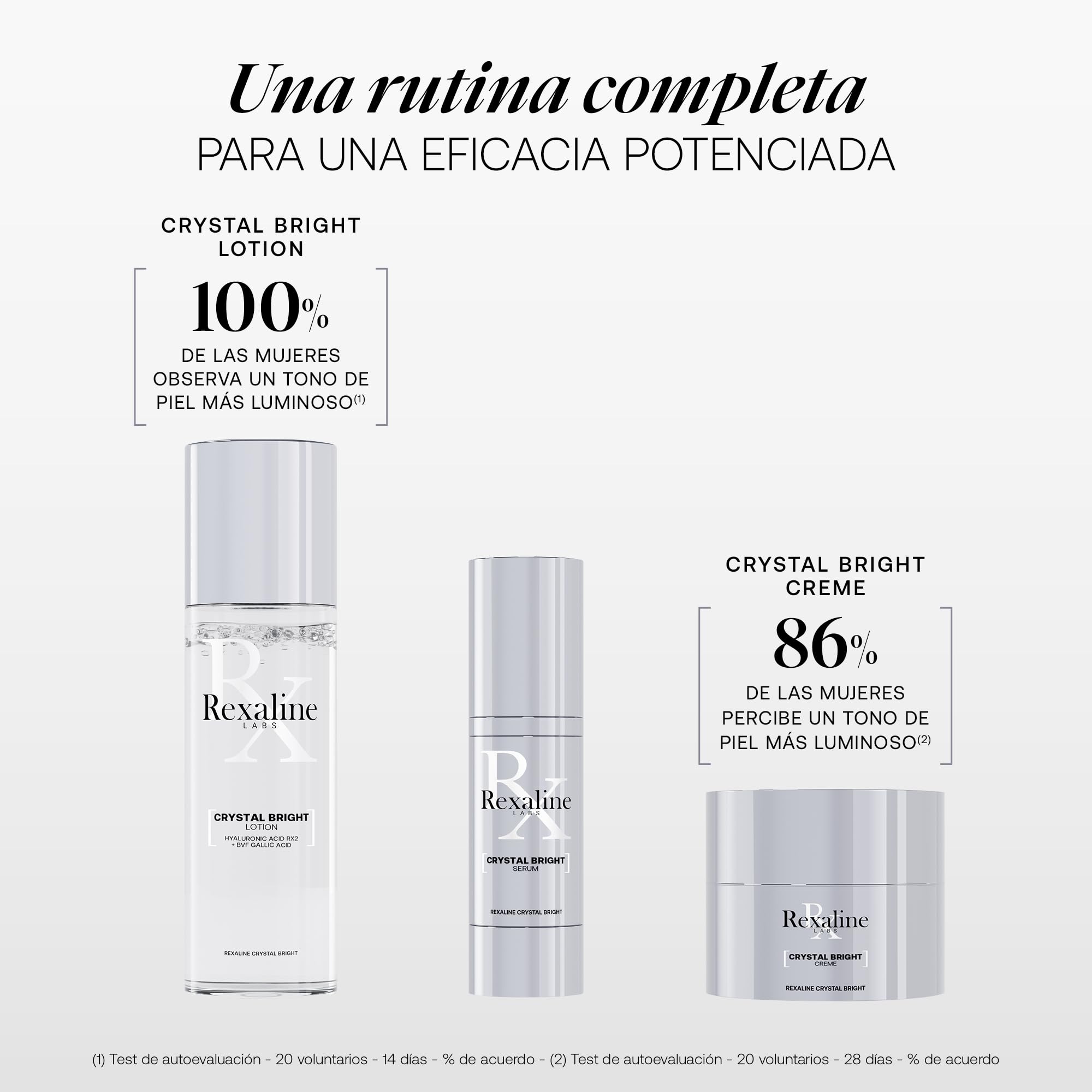 Rexaline - Crystal Bright Serum - Serum rozjaśniające - Nawilżające, równomierne i rozjaśniające serum do twarzy z kwasem hialuronowym - Wszystkie rodzaje skóry - Cruelty free -30ml