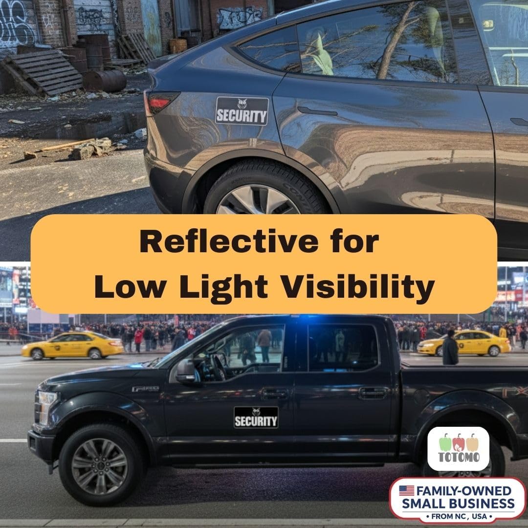 TOTOMO Reflective Security Magnet for Car 4 Pack Reusable Vehicle Magnetic Signs for Side and Rear Placement High Visibility Night Reflective Security Vehicle Identification Black