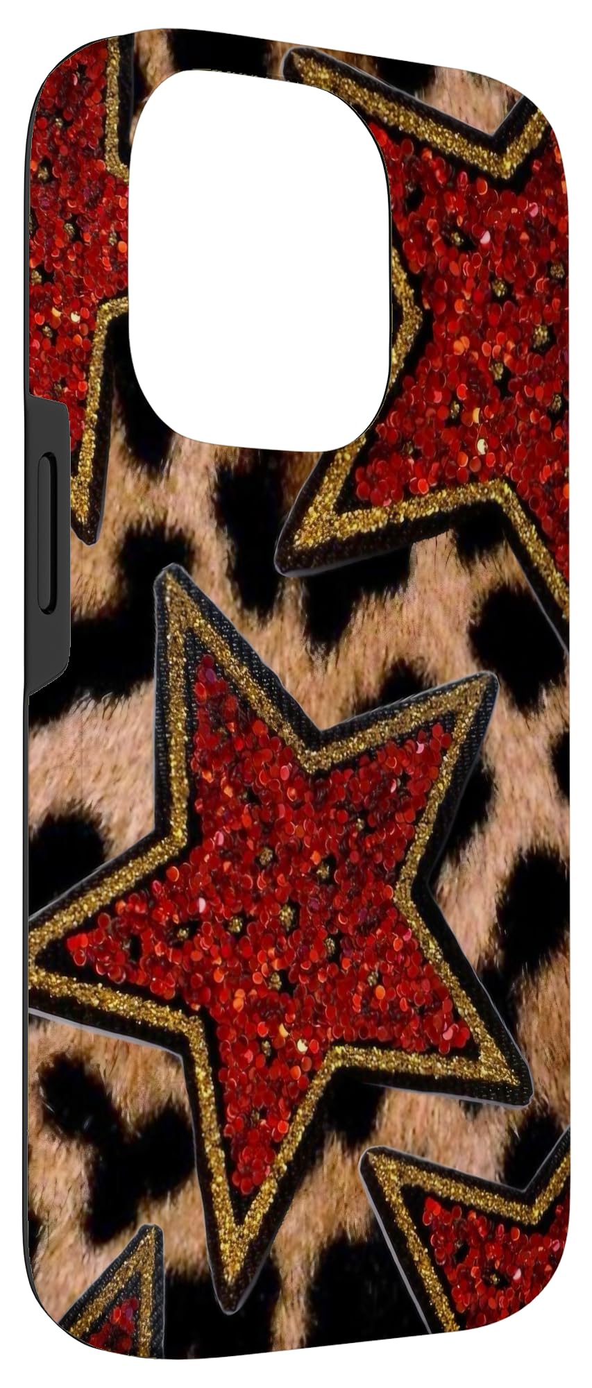 Cheetah print Y2K Star Case for iPhone 14 Pro, Red - Image 3