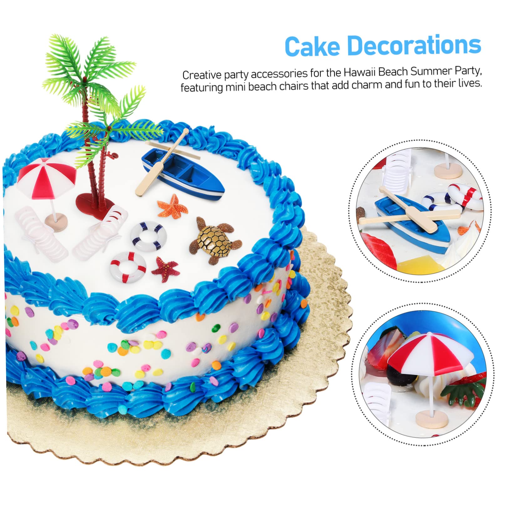 4 Sätze Kuchendekorationsverzierungen Sommerdeko Schwimmleine Cake Decoration Hochzeit Einrichtung Mit Strandmotiven Baum Partykuchendekorationen Kuchenverzierung Glas 10 Stück * 4