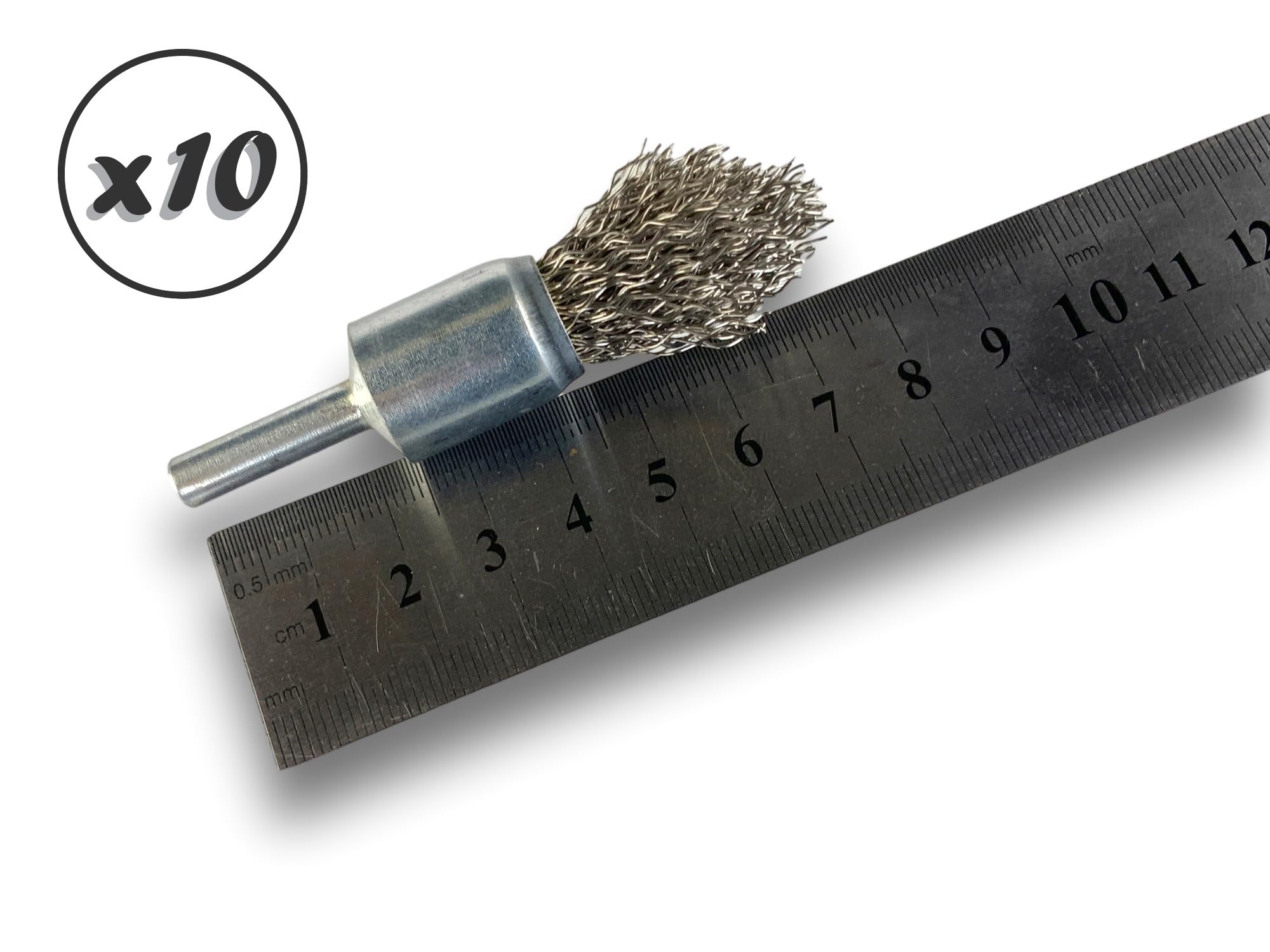 Kibros Lot 10 brosses en bout pointe fil acier dur Ø 18 mm