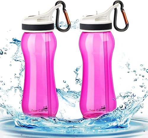 Botella de agua de diseño curvo de 21 onzas con pajilla, paquete de 2 para la escuela, niños y niñas, botella de agua de tritán, fácil de agarrar