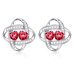 Iefil Double Birthstone Earrings for Women - 925 Sterling Silver Stud Earrings Anniversary Birthday Gifts for Women Jewelry