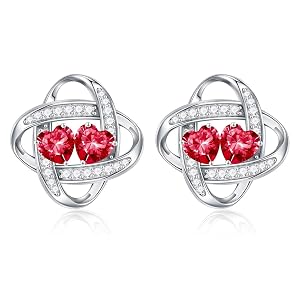 Iefil Double Birthstone Earrings for Women - 925 Sterling Silver Stud Earrings Anniversary Birthday Gifts for Women Jewelry