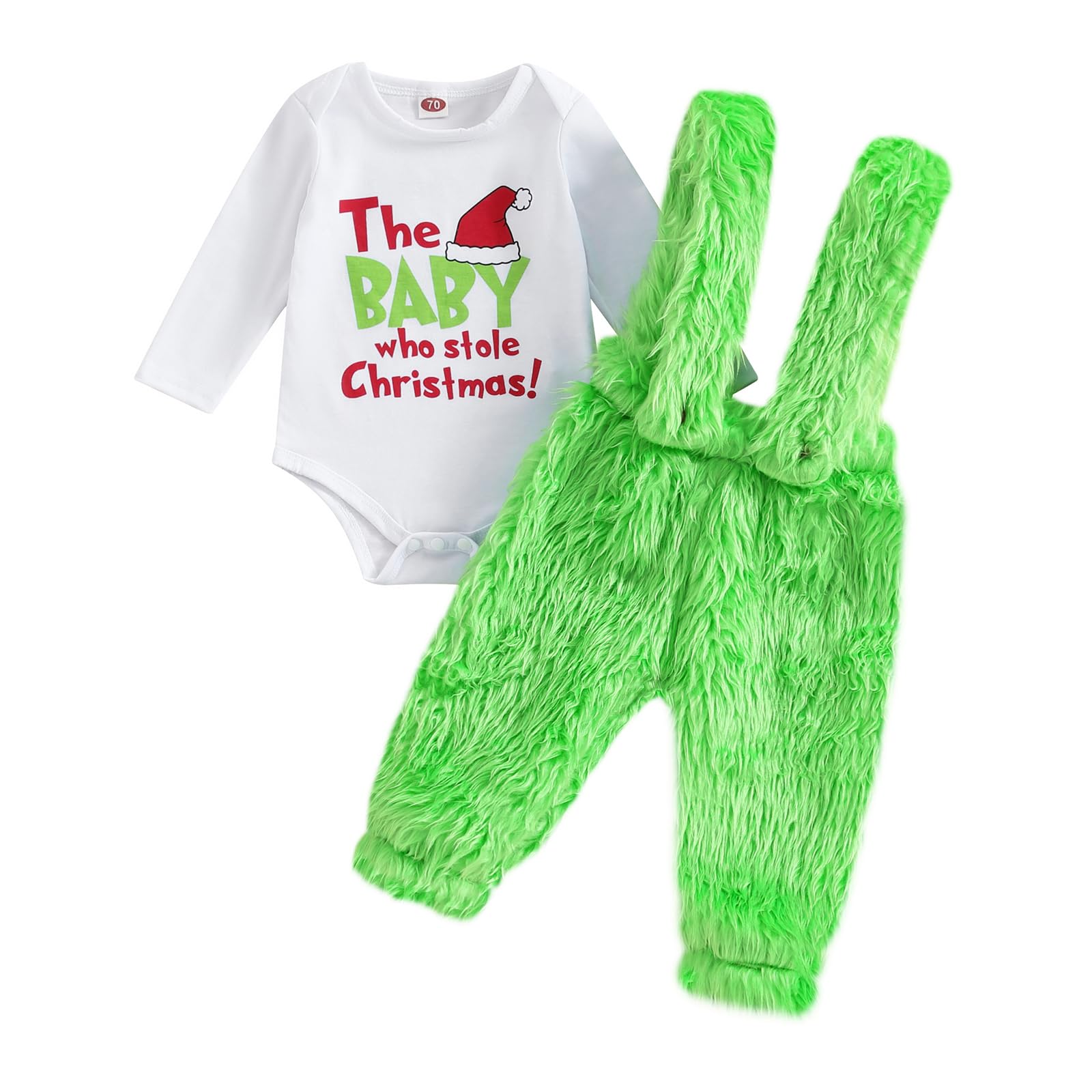 ZINTAOZT Toddler Baby Boy Girl Christmas Outfit The Baby Who Stole Christmas Costume Funny Xmas Cosplay Party Clothes Gift (Green Pants Outfit, 12-18 Months)