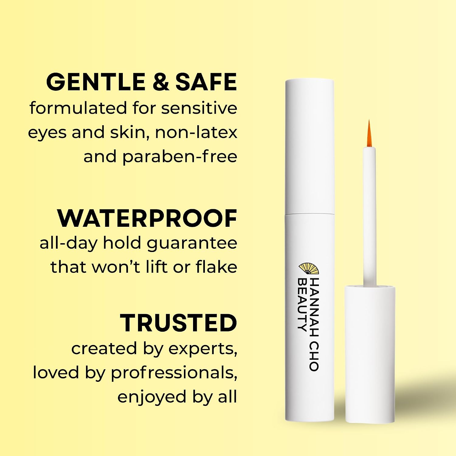 Clear Lash Adhesive Safe for Sensitive Eyes - Best Strip False Lash Glue - Invisible Comfortable Waterproof All Day Hold - Hannah Cho Beauty