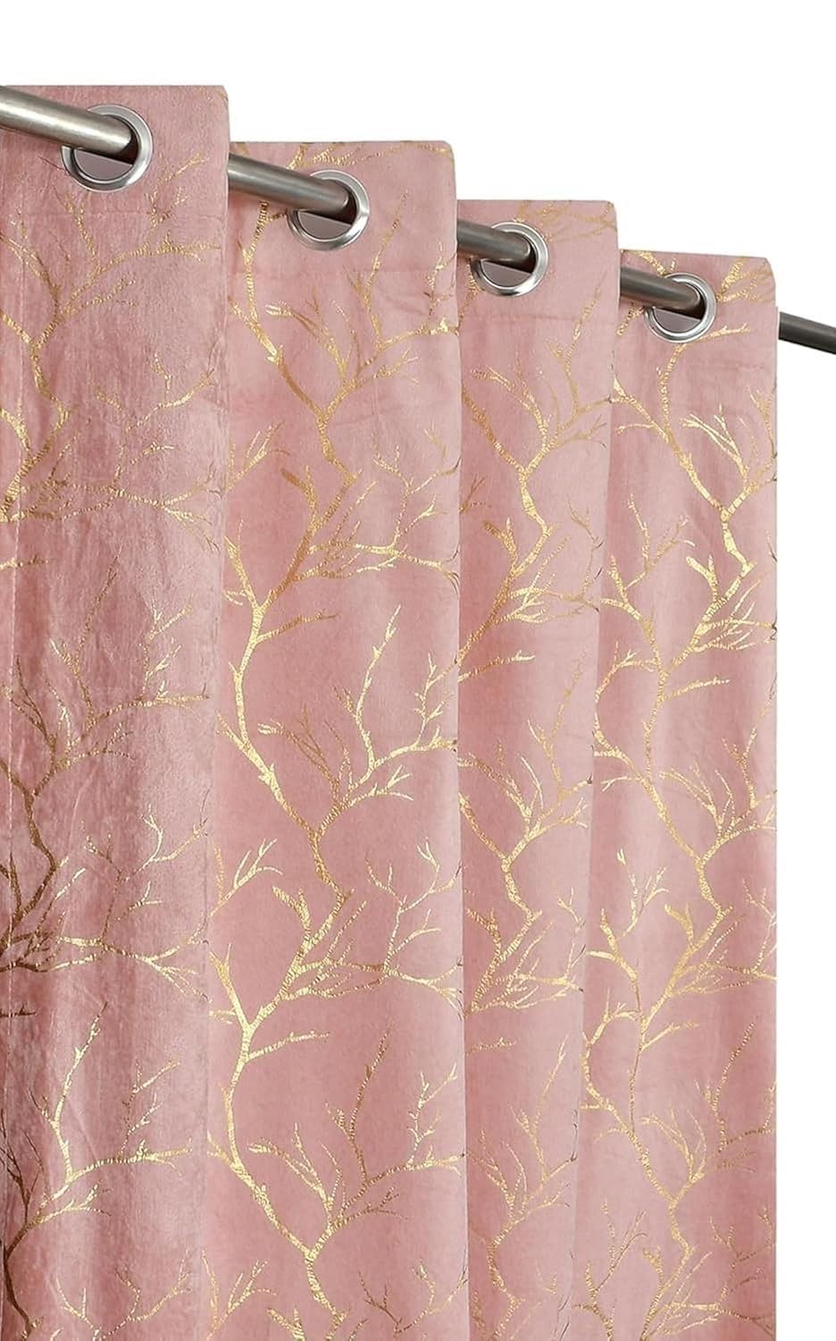 Teal Velvet Foil Curtains - 6ft Long, Easy Install -4