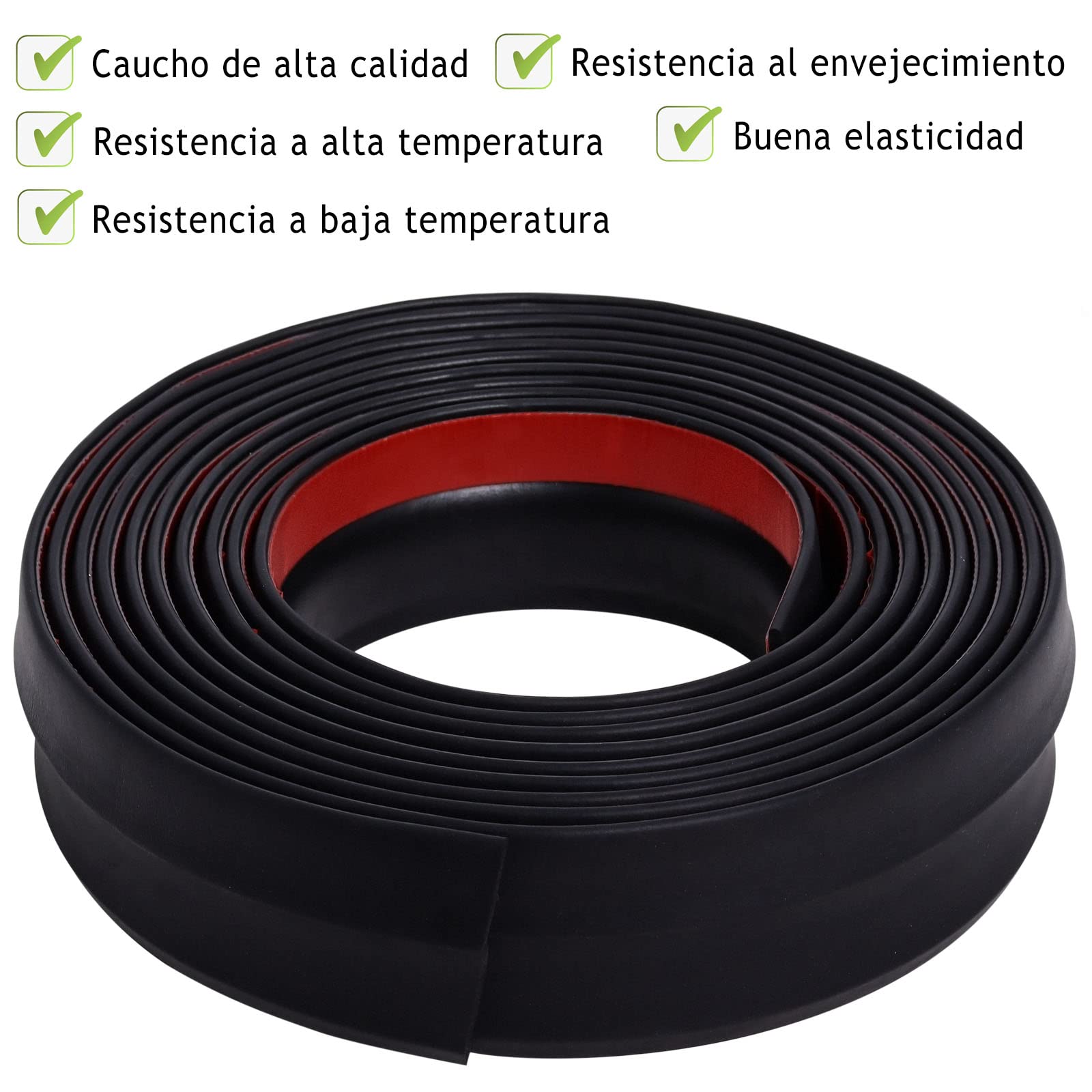 Burlete para Puerta de Garaje, Sello de Goma Universal para Sellado Inferior, Aislamiento Antirruido, Antipolvo, Antiviento y Ahorro Energético, Fácil Instalación(6 m)
