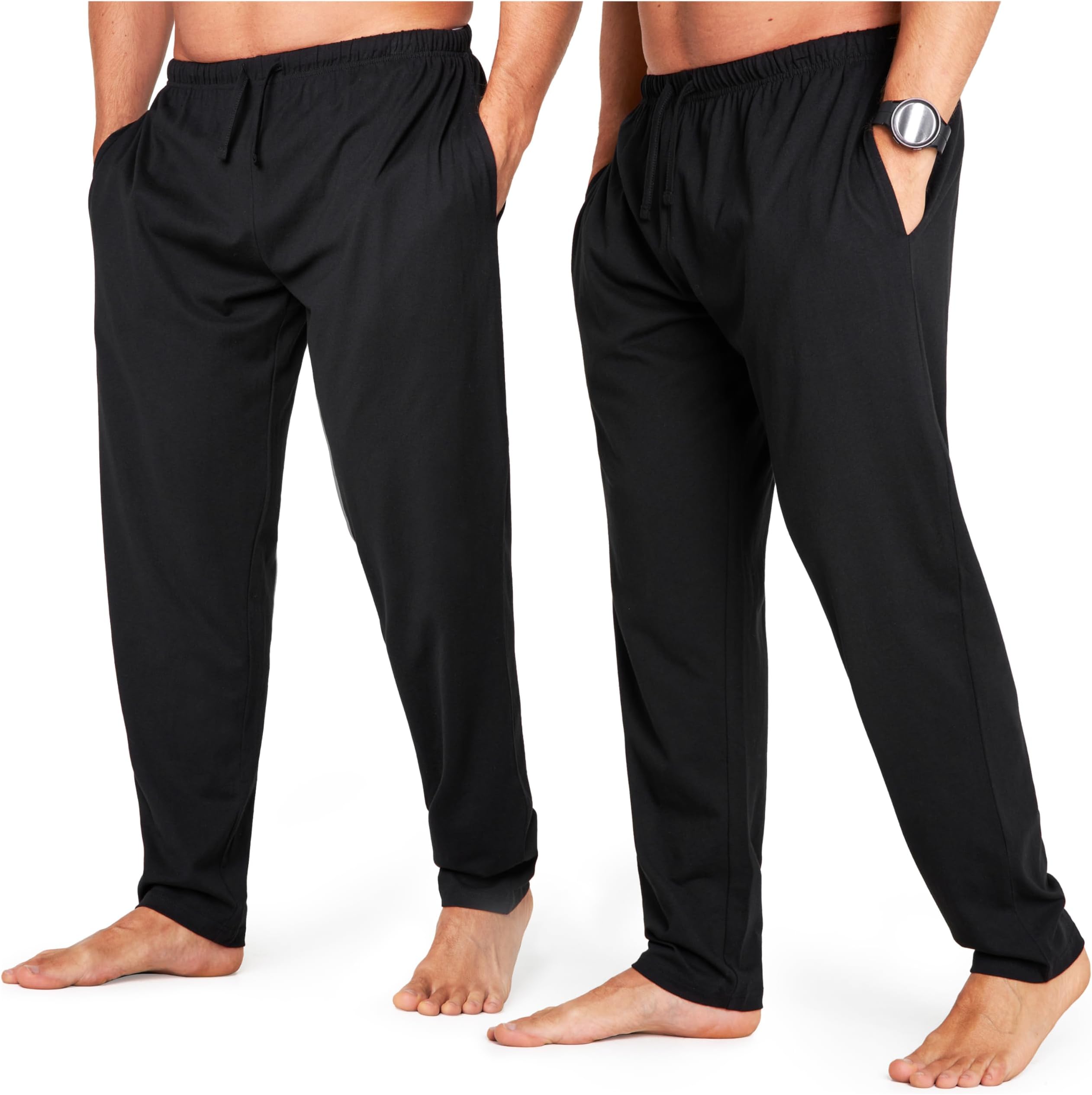 – Mens Pyjama Bottoms - Jersey Lounge Pants with Pockets, Pack of 2