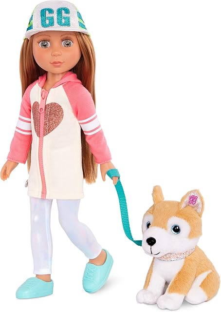 Glitter Girls GG51079Z 14 Doll Tavi, Brown Hair w/Pet Dog Nougat
