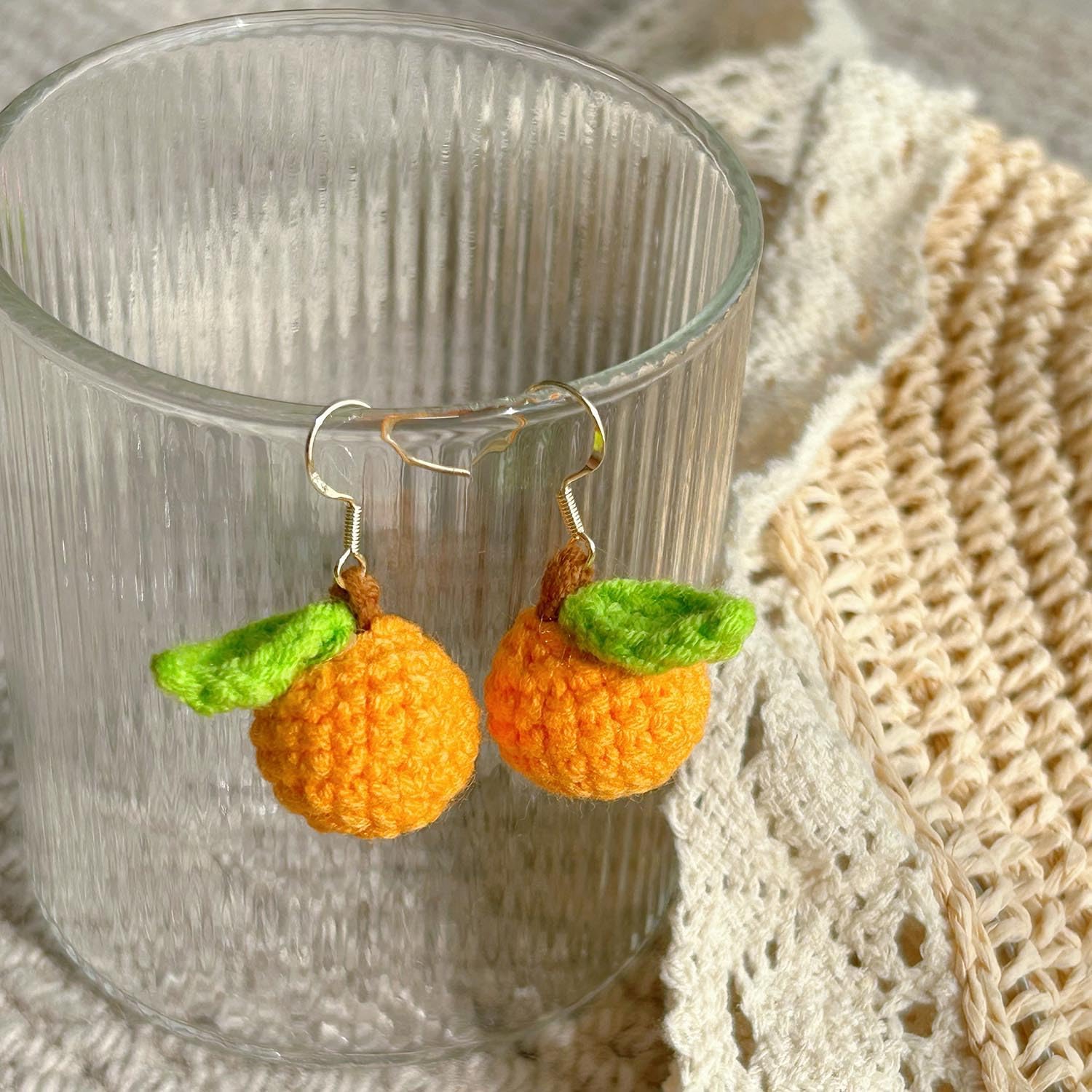 Handmade Cute Crochet Earrings for Women, Small Fruit Earrings For Holiday Gifts - Image 5