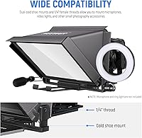 Vista 7 de NEEWER Teleprompter de aluminio X12 con control remoto RT-110 (conectado a través de Bluetooth en la aplicación NEEWER Teleprompter) y funda