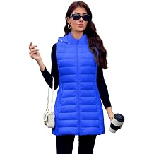 Long Puffer Vest Women with Hood Lightweight Packable Sleeveless Vest for Spring, Fall & Winter
