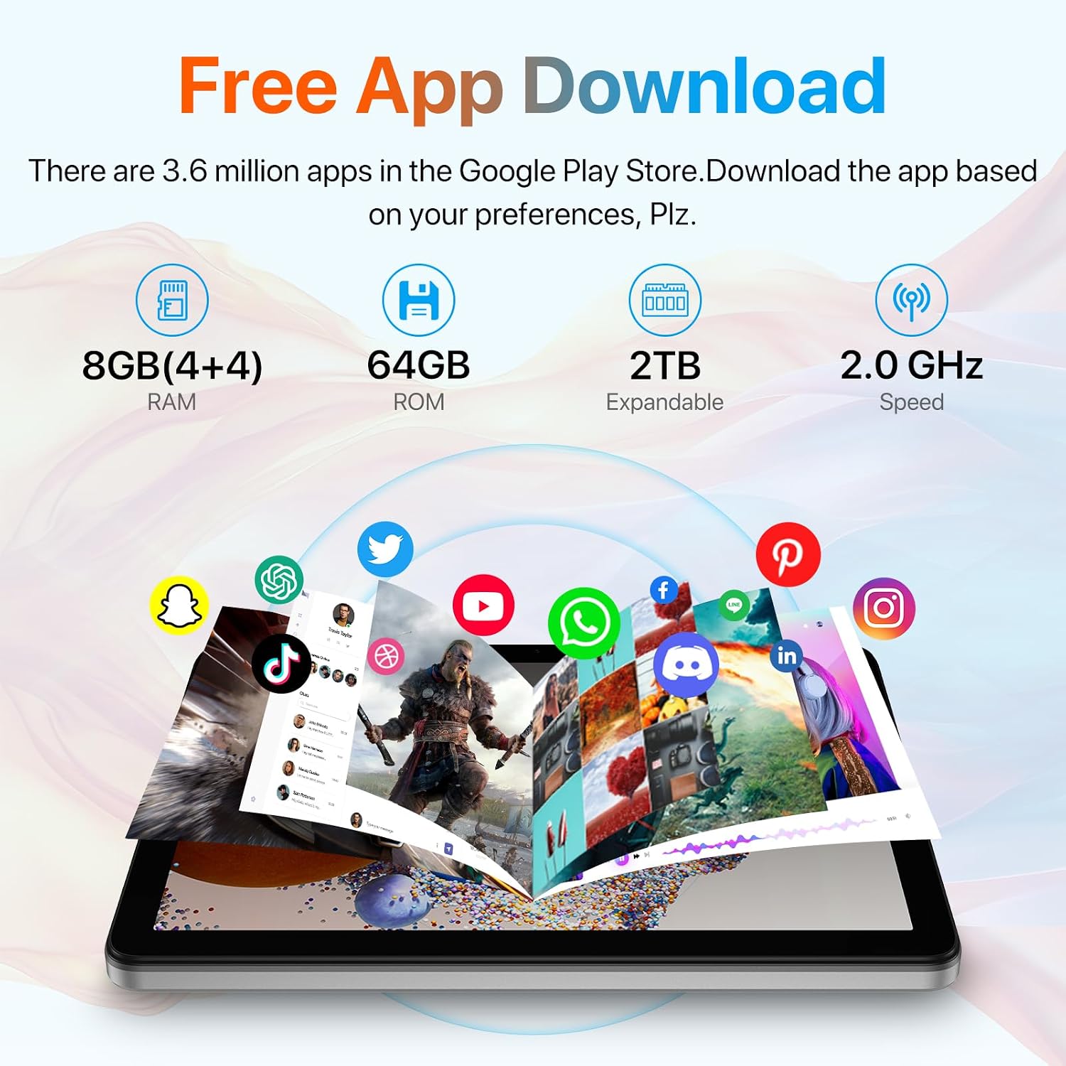 UMIDIGI G1 Tab Tablet 2025, 8(4+4) GB+64GB 1TB Expand, 5G/2.4G WiFi, 10.1 inch HD Premium Silk-Feel Design Tablet up to 2.0 GHz, 6000mAh, Dual Camera,BT,1280 * 800 with Stereo Dual Speakers