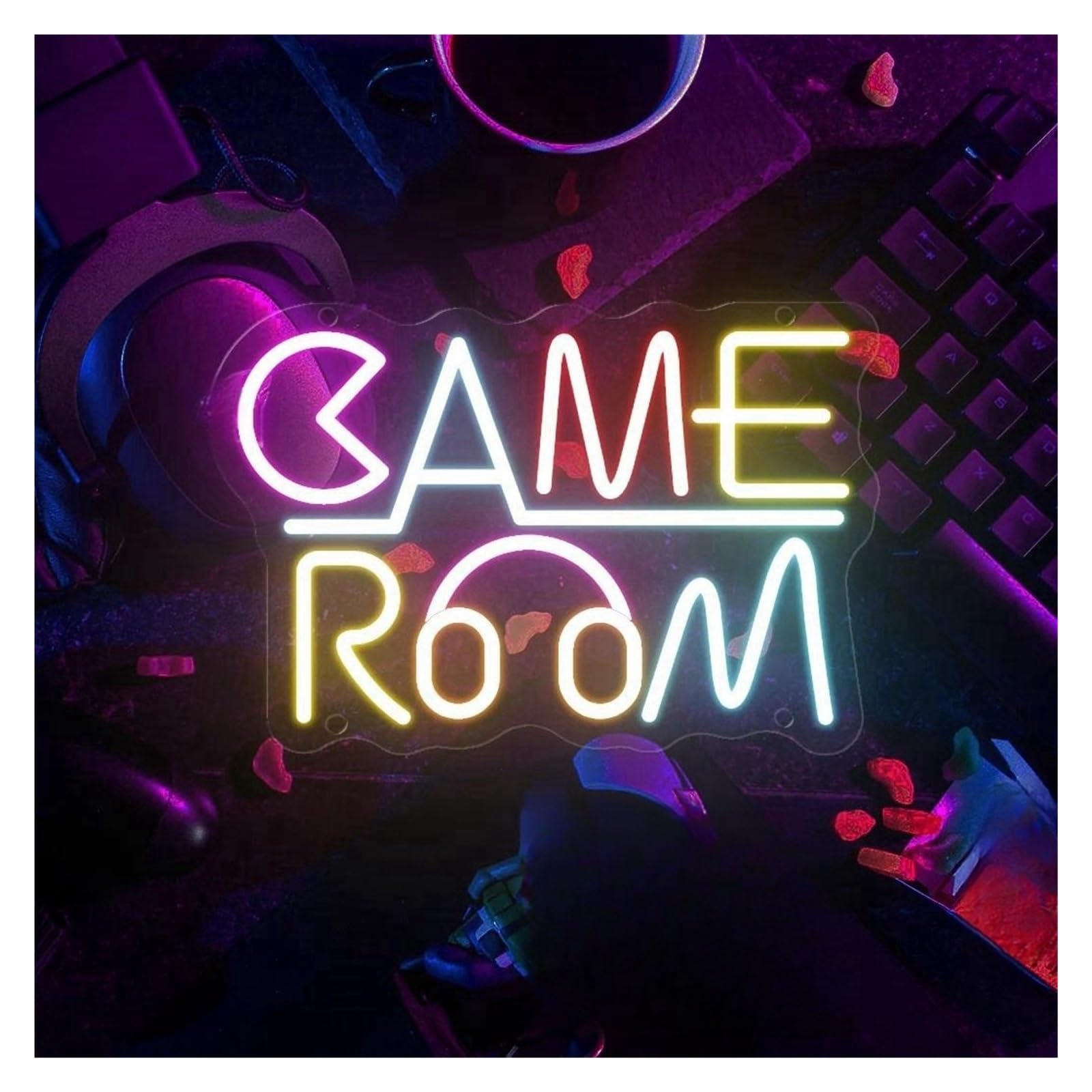 néon signe Panneau Lumineux Néon Pour Gamer, Veilleuse, Bar, Salle De Sport, Salle De Jeux, Maison, Suspension Murale, Chambre À Coucher 27x18.3cm