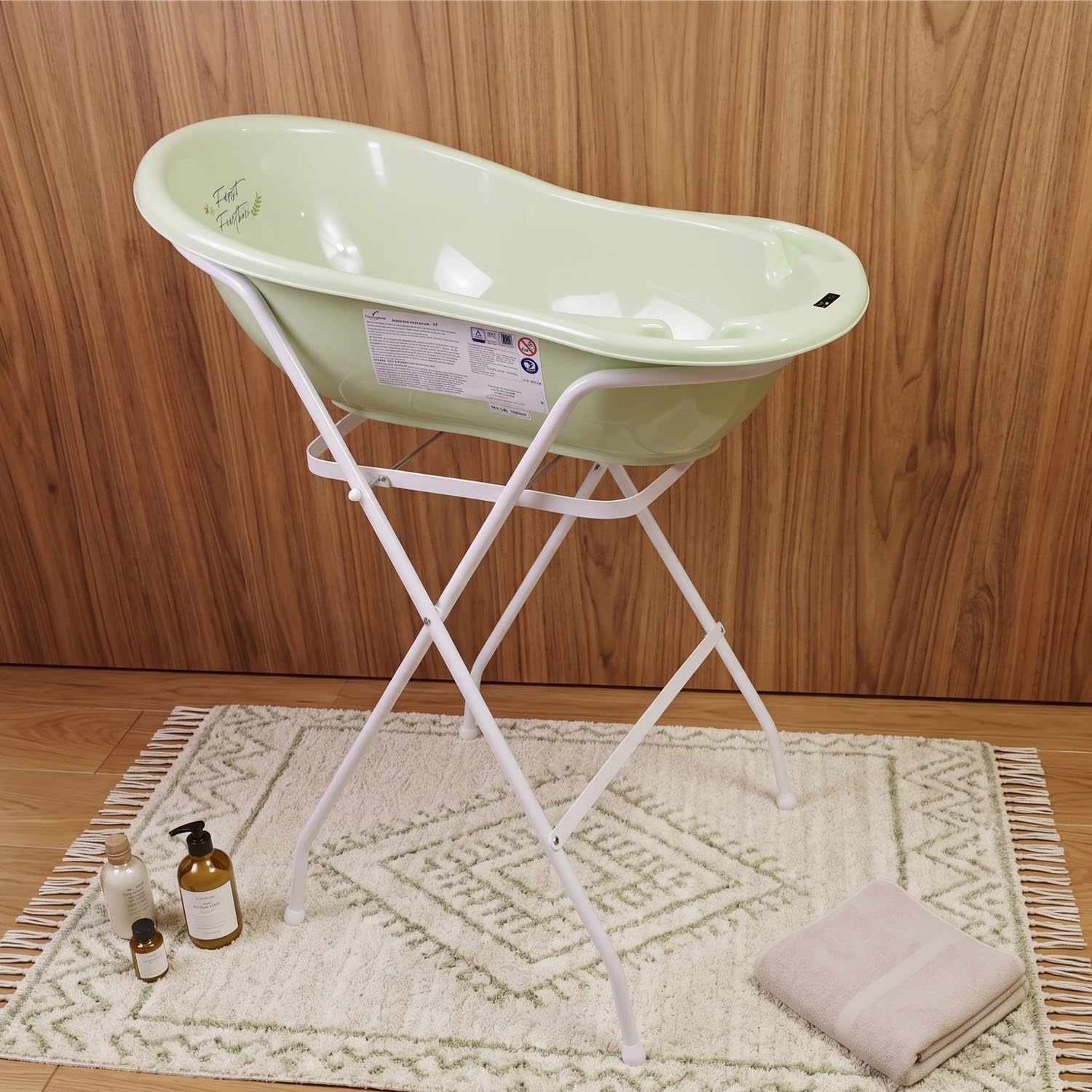 Bañera para bebé con termómetro verde verde Talla:Forest 102 cm + pied