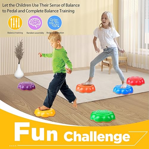 Miniatura 2 de Stepping Stones for Kids, Toddler Stepping Stones Outdoor, Non-Slip Balance Step Stones, Obstacle Course, Promoting Sensory Coordination Skills,
