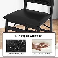 Vista 6 de Giantex Juego de 4 sillas de comedor plegables de madera negra con asiento acolchado, marco de madera maciza, carga máxima de 400 libras, sin
