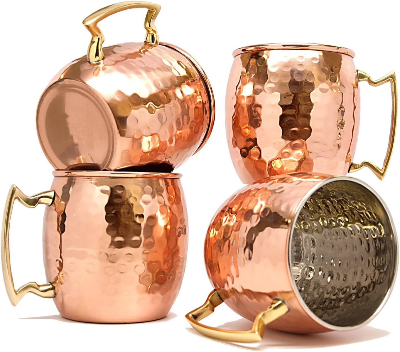 Copper Mug for Moscow Mules 560 ML / 18 oz - Set of 4, Inside Nickle Hammered
