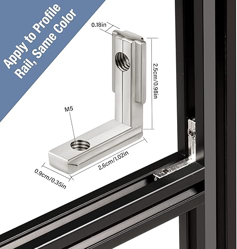Miniatura 3 de 22 conectores de extrusión de aluminio 2020 soportes de esquina soporte de esquina de extremo de 3 vías conector de soporte en L ranura en T negra