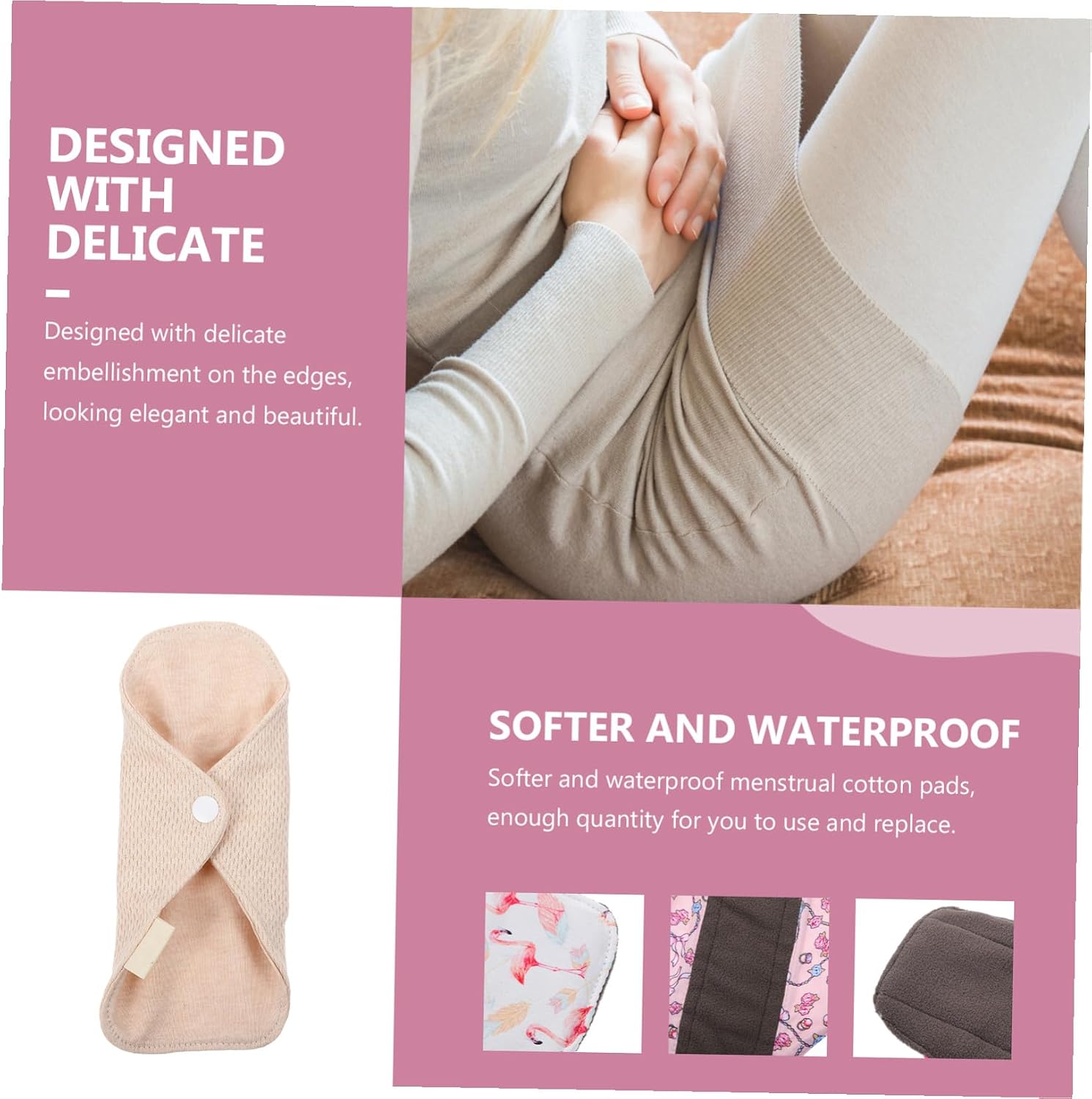 4PCS Washable Leakproof Cotton Sanitary Napkin Pads Reusable Menstrual Pads for Women Lightweight Nursing Mats Comfortable and Portable