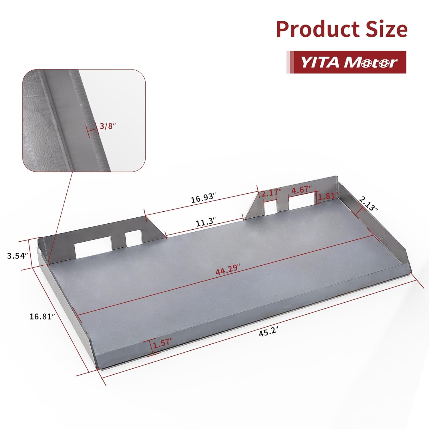 YITAMOTOR 3/8" Skid Steer Attachment Plate Universal Quick Attach Mount Plate Compatible with Kubota, Bobcat Skid Steers and Tractors