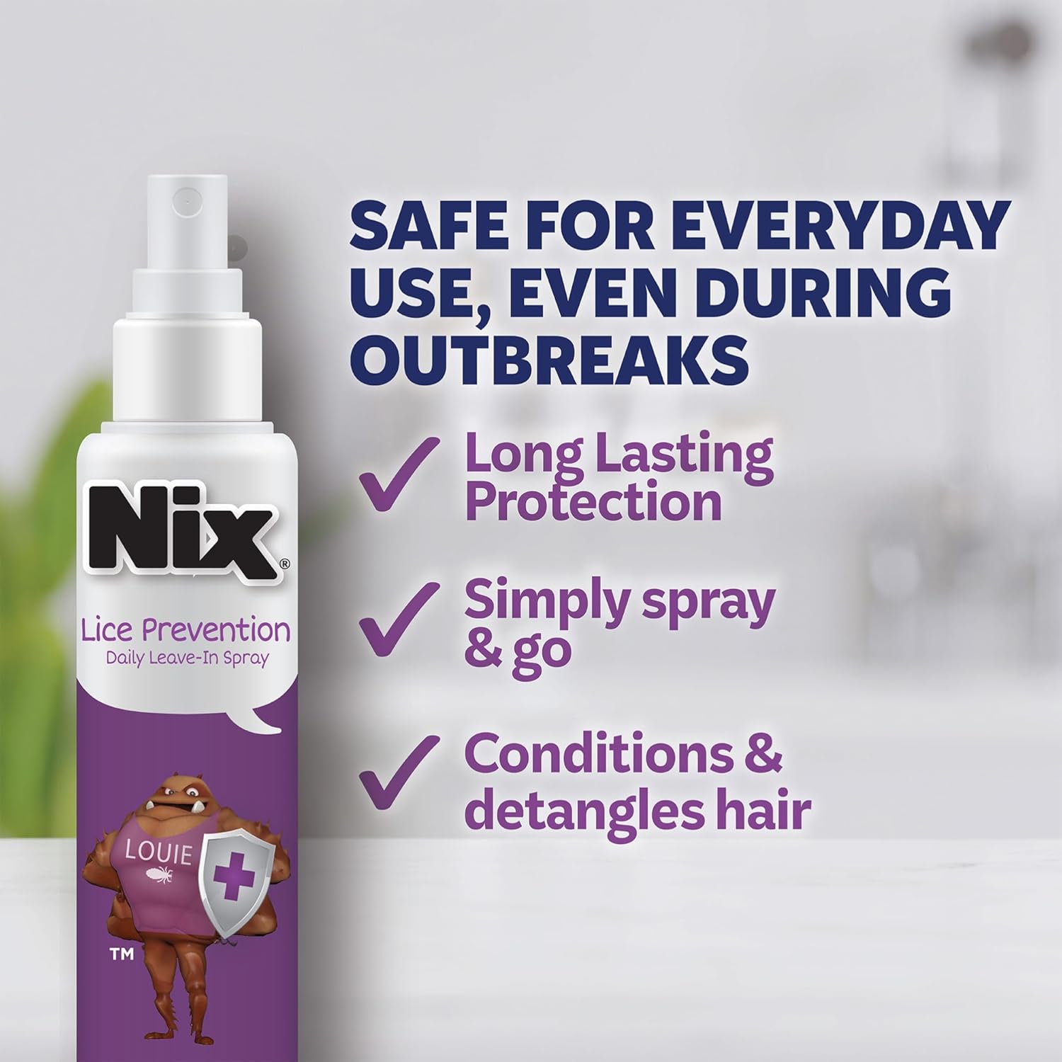 Nix Lice Treatment & Prevention Kit, All-in-One Shampoo, 4 fl oz, with Lice Removal Comb and Lice Prevention Daily Leave-in Spray, 6 fl oz