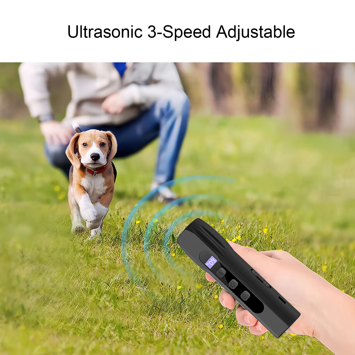 Lot de 2 répulsifs à ultrasons pour chien 3 fréquences | Lampe de poche LED à ultrasons anti-aboiements longue durée intérieur extérieur pour chiens