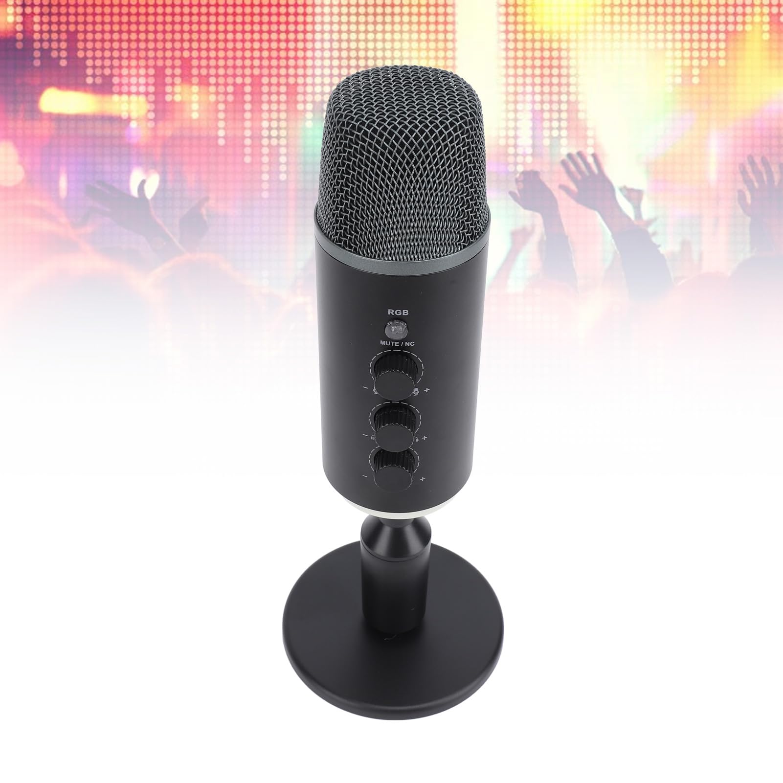 Mikrofon do Gier, Mikrofon USB do Gier, Transmisji Strumieniowej i Podcastów, Mikrofon Pojemnościowy USB do Komputera PC z regulacją Głośności z Wyciszeniem i Oświetleniem RGB,