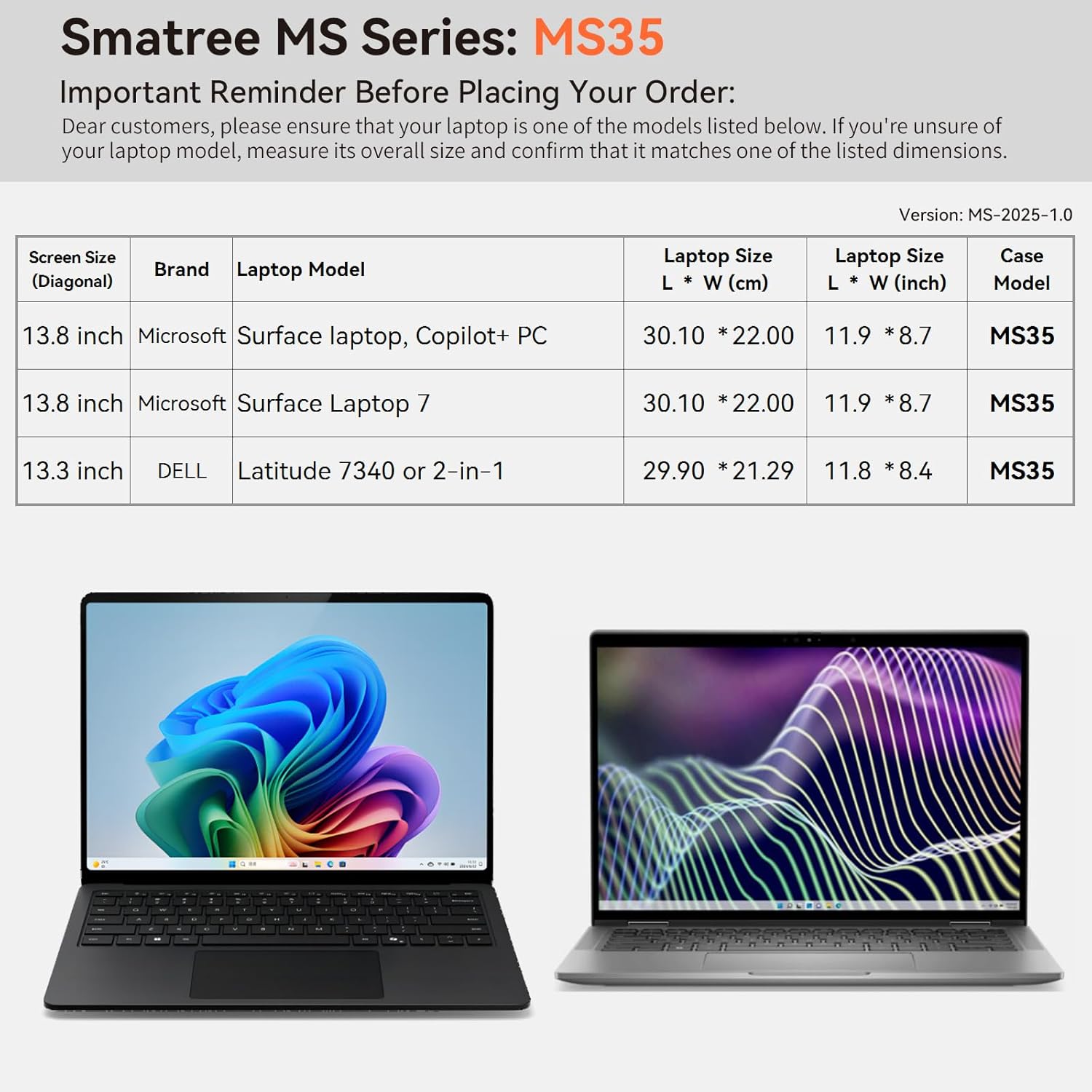 Smatree MS35 Hard Protective Sleeve Case with Stand Compatible for 13.8 inch Microsoft Surface Laptop Copilot+PC, Microsoft Surface Laptop 7, for 13.3 inch DELL Latitude 7340 or 2-in-1 Bag